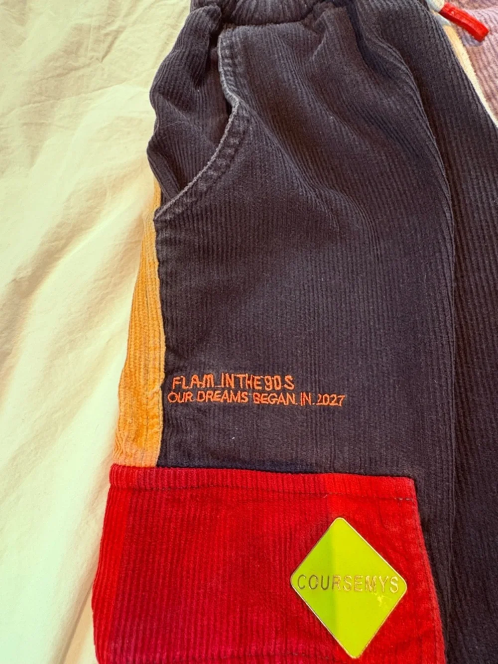 STYSSY x COURSEMYS Velvet Corduroy Patchwork Pants *KNOCKOFF* Sz small - Picture 3 of 6